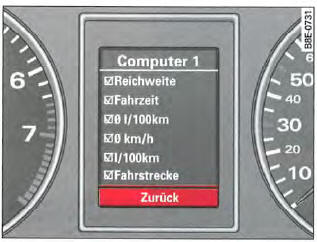  Fig. 32 Écran :sélectio n du menu Computer 1 (Ordinateur 1), Zuriick (Retour)
